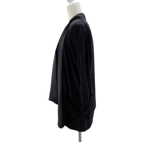 NWT Grace Elements Black Ruched Sleeve Duster Cardigan Womens Small - Picture 3 of 9